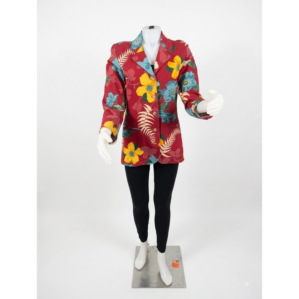 Johnny Lambs Italy Tropical Floral Cotton Pique Blazer Size 44 or M